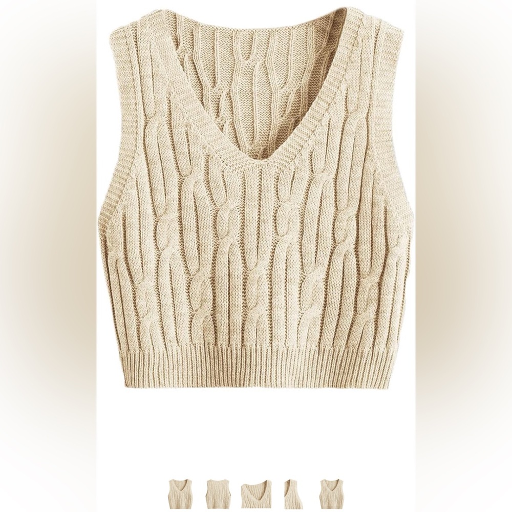 Cream Cable Knit Sweater Vest Crop Top
